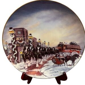 NWOT The Perfect Christmas 1992 Budweiser Limited Edition Plate Collectible